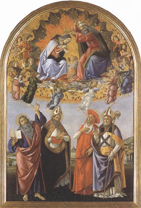 Sandro Botticelli Coronation of the Virgin,with Sts john the Evangelist,Augustine,jerome and Eligius or San Marco Altarpiece (mk36) Spain oil painting art